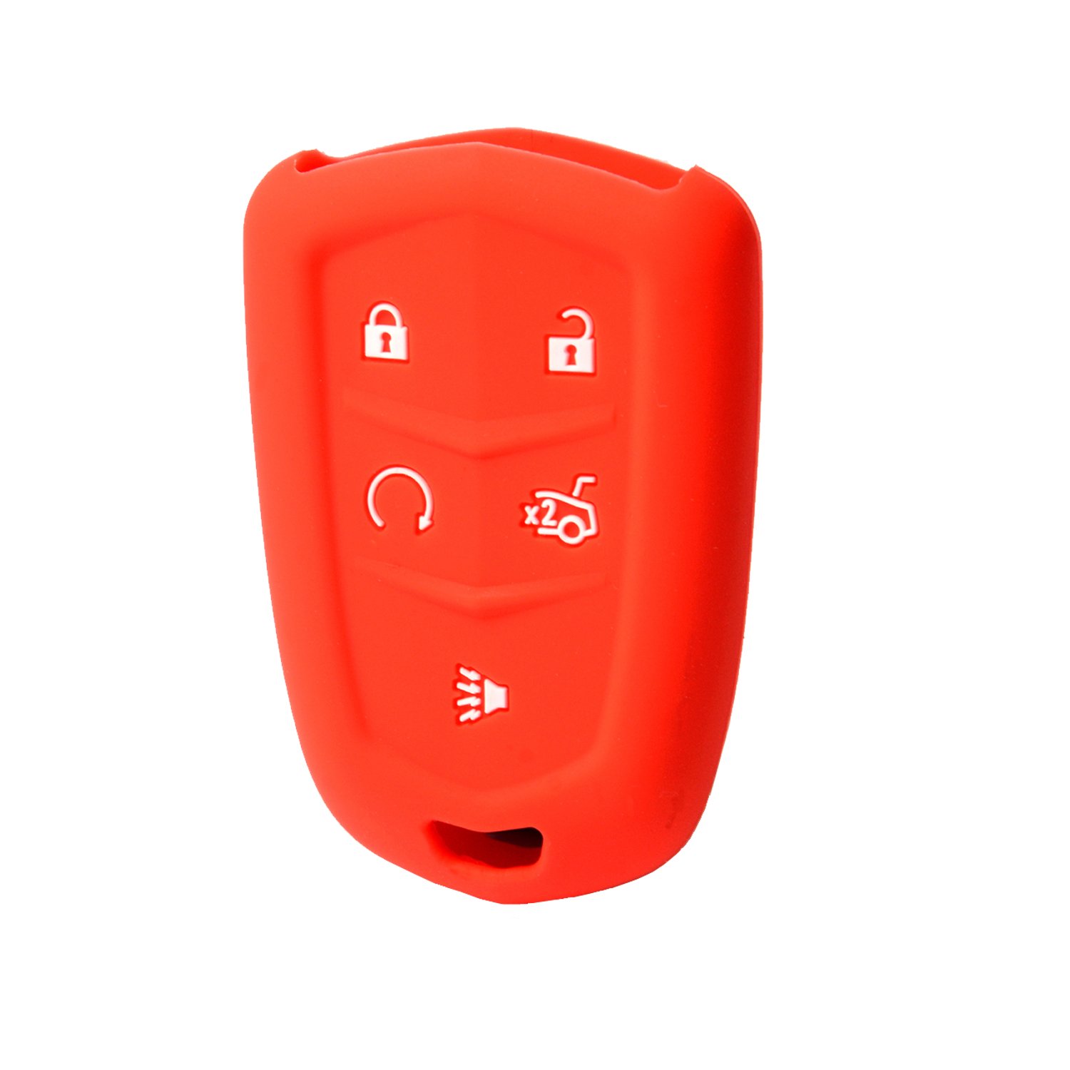 Velsman Smart Key FOB Silicone Case Cover Protector Holder Jacket Compatible with 2015 2016 Cadillac CTS XTS SRX Escalade ESV Escalade ATS, 2014 2015 2016 Cadillac CTS - 5 Buttons- Wrist Strap (Red)