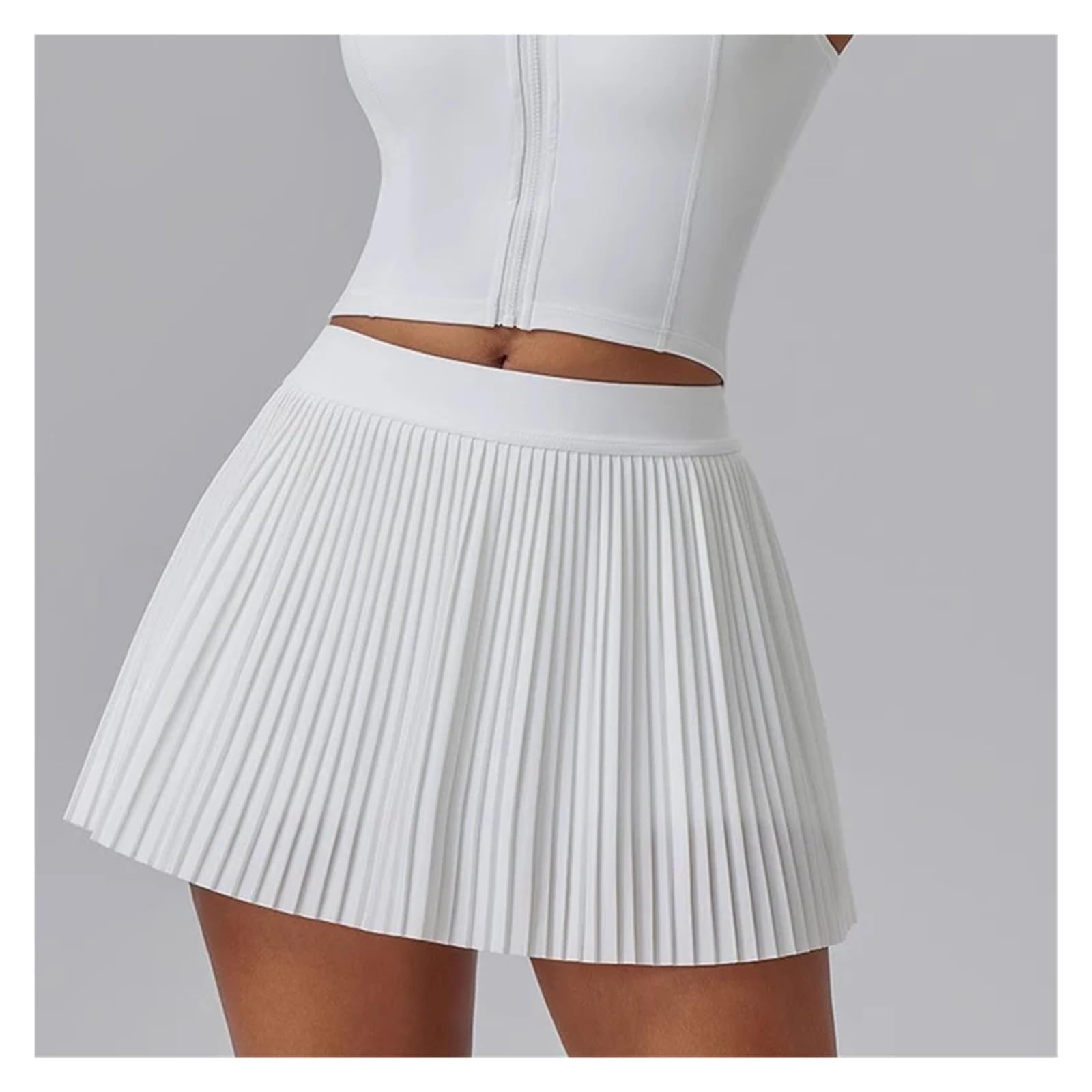 Tennisrock Damen Damen Fitness Hosenrock Akkordeon Plissee Design Anti-Licht Leck Fake Zweiteiliges Set