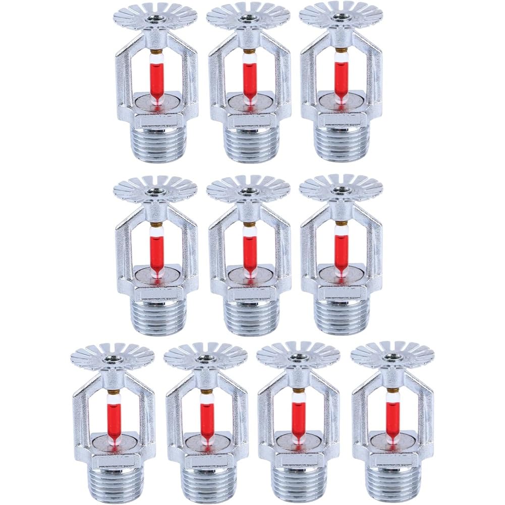 Teuypty Automatic Fire Sprinkler Head 1Set/10Pcs-Copper Chrome, 1/2" Npt 155℉(68° C), Pendent Type, K80 Fast Response