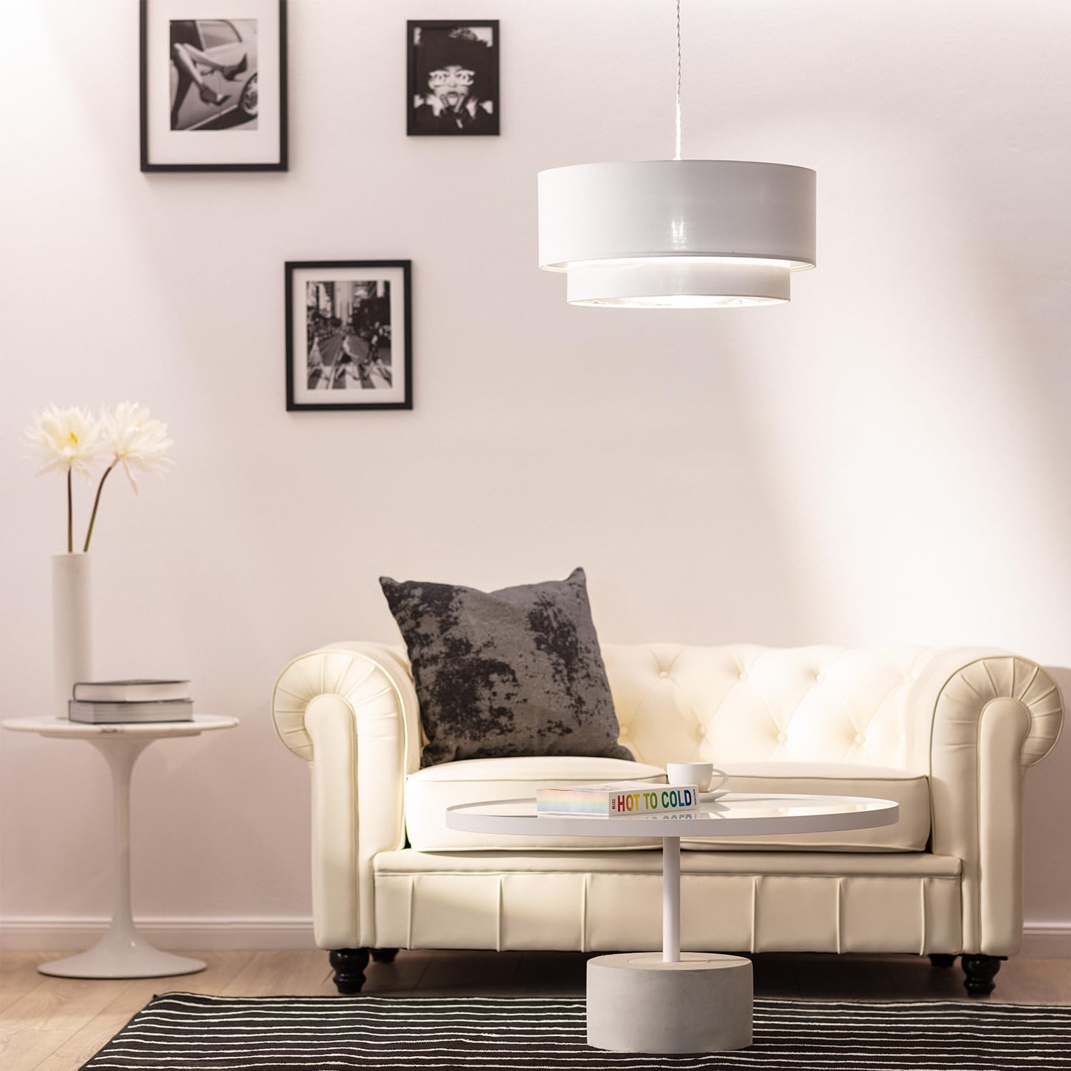 LEDKIA Pendelleuchte Leinen Reflect Duo Weiß