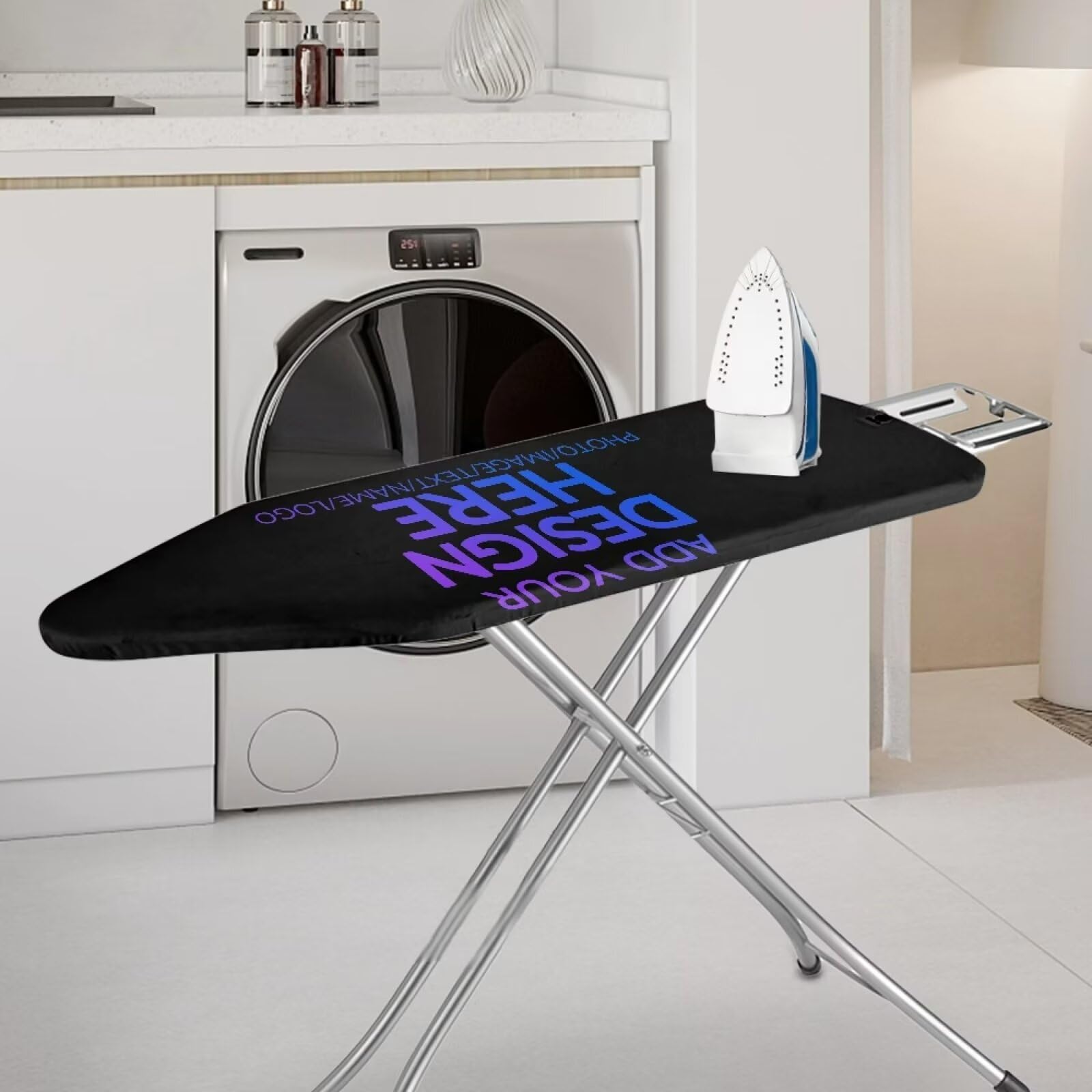 Jiquruby Customizable Iron Board Cover and Pad Table Top Ironing Board Pad Home Replacement Ironing Board Protector Stretchy Covers with Elastic Edge and Hook & Loop Fasteners