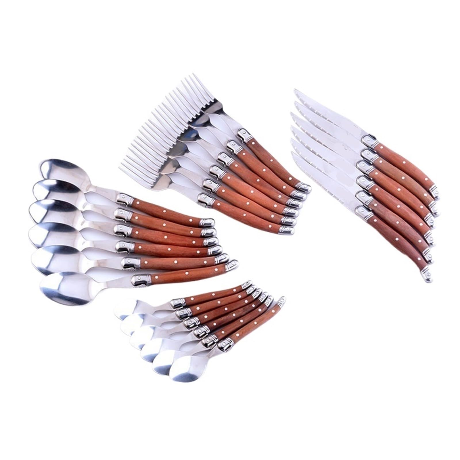 Cuchillos de carne de acero inoxidable y cubertería elegante de 24 piezas para tu mesa
