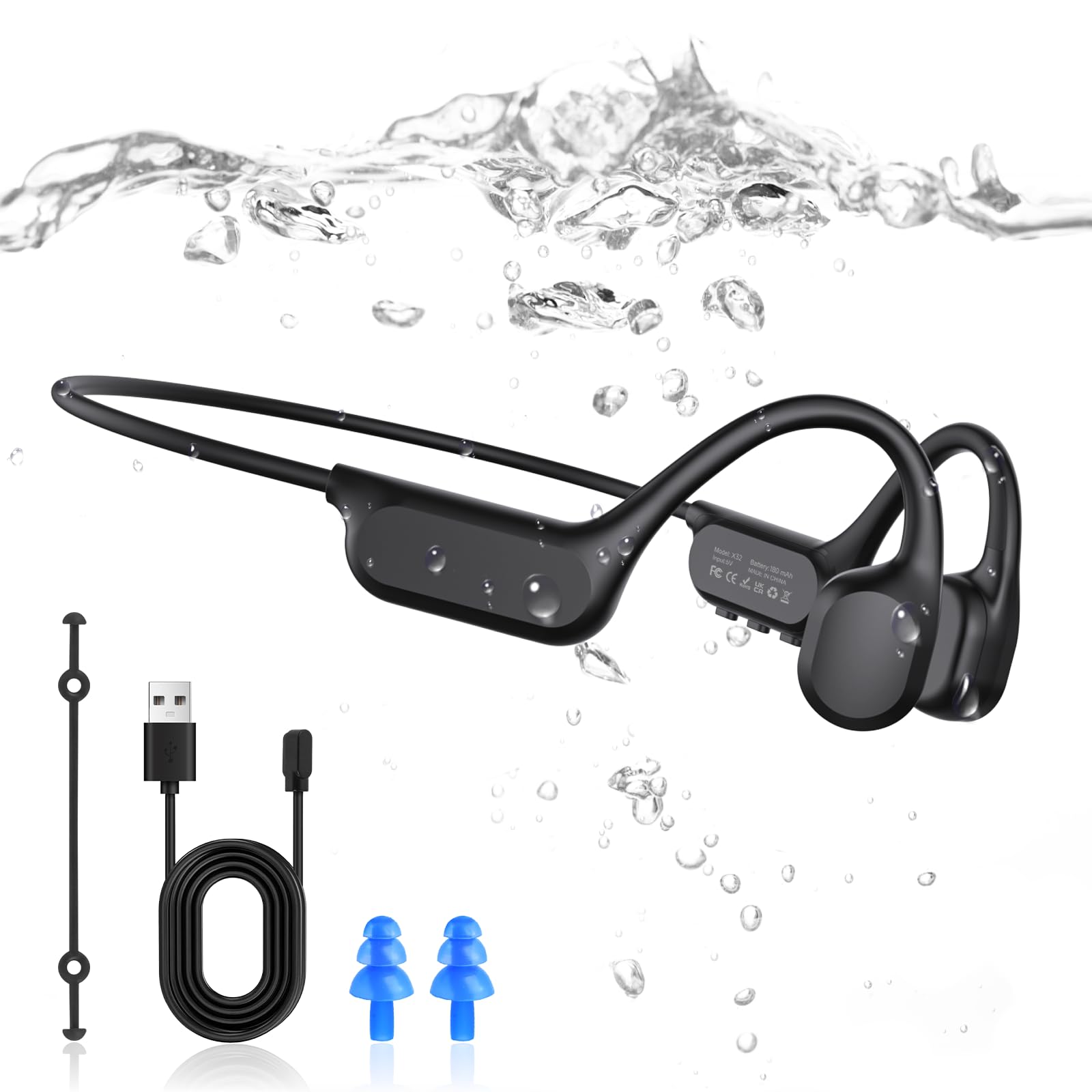 Niecaset Swimming Headphones IP68 Bone Conduction Bluetooth 6.2
