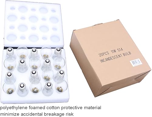 Miniatura 3 de MAINDECO Paquete de 20 bombillas de repuesto S14, bombillas Edison incandescentes cálidas de 11 W con base media E26 para luces de patio al aire