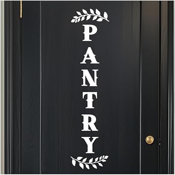 Pantry Door Decal White Vinyl Kitchen Wall Sticker Farmhouse Pantry Sign for Cabinet or Glass Door, 6.6 x 28 Inch