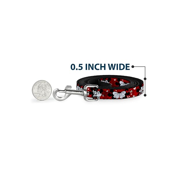 Foto 4 de 6 de Buckle-Down Hebilla DL-6FT-WDY290-W Correa para Mascotas-Mickey & Minnie Hugs & Kisses Poses Rojo/Blanco