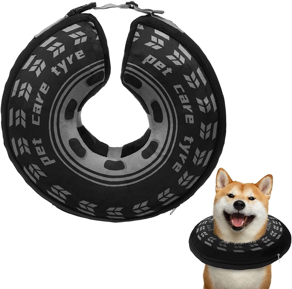 SCENEREAL Dog Inflatable Recovery Collar - Soft Dog Cone Collar After Surgery, Comfortable Protective E-Collar for Medium Large Dogs Prevent from Licking Wound