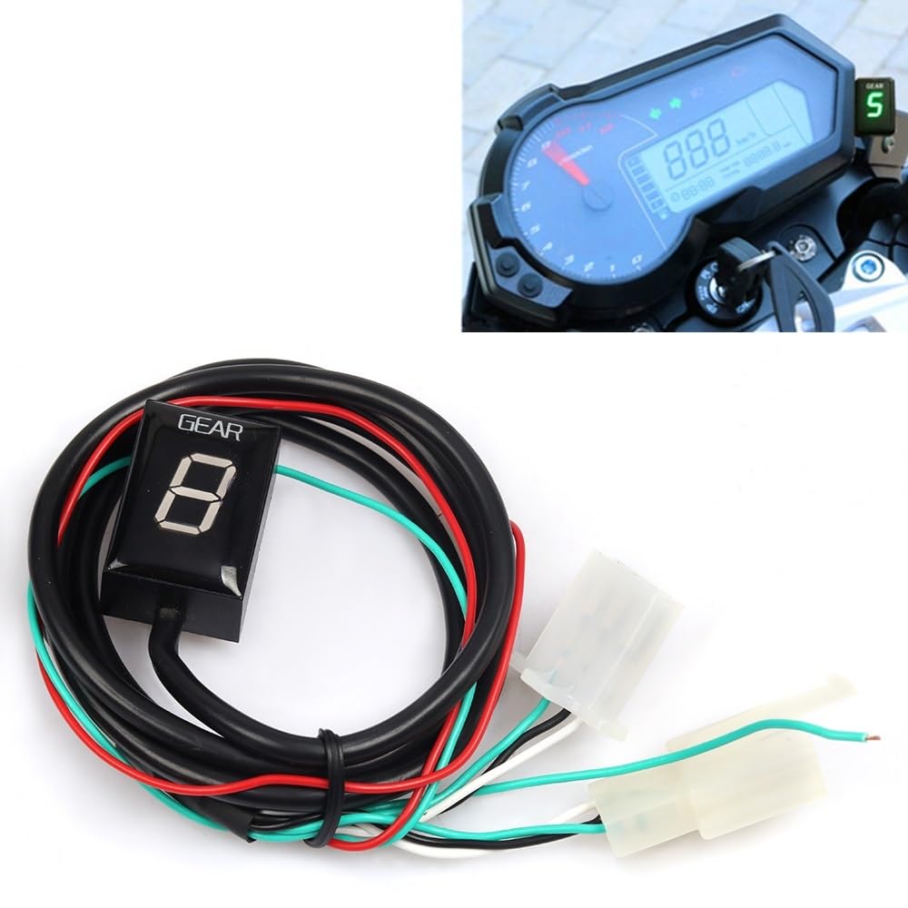 HRTLSS Indicador Marcha Digital Indicador De Marcha para Motocicleta Montaje De Nivel 1 A 6 Medidor De Velocidad Digital para TNT125 BJ125 BJ 125-3E