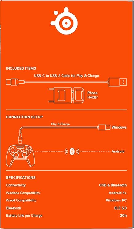 SteelSeries Stratus+ Bluetooth Gaming controller for Android & Windows - Mobile - Hall Effect Sensors - Clickable L3/R3