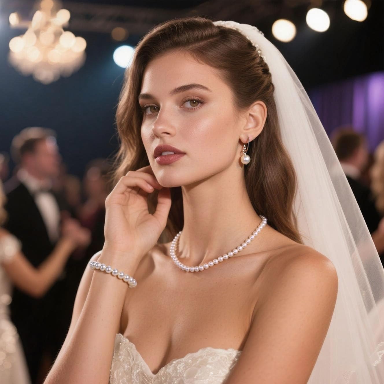 Pearl Jewelry Set for Women Boho Faux Pearl Necklace Bracelet Sets Pearls Dangle Earrings Pearl Earrings and Necklace Set Bridals Bridesmaid Wedding Jewelry Costume Accessories