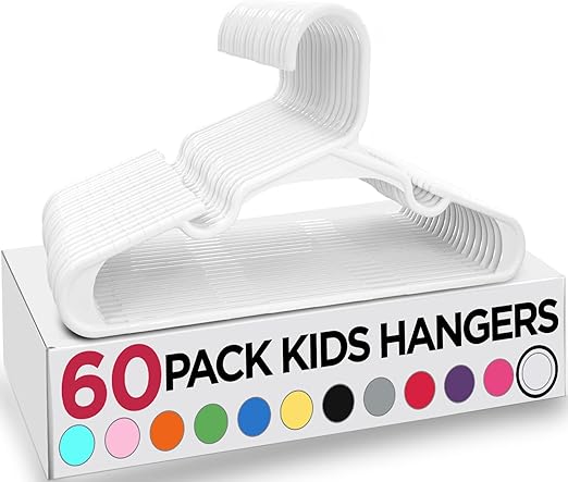 Utopia Home 60 Pack Kids Hangers - 11.5 Inch Plastic Baby Hangers for Closet - Childrens Hanger for Clothes & Infant Hanger for Closet (White)