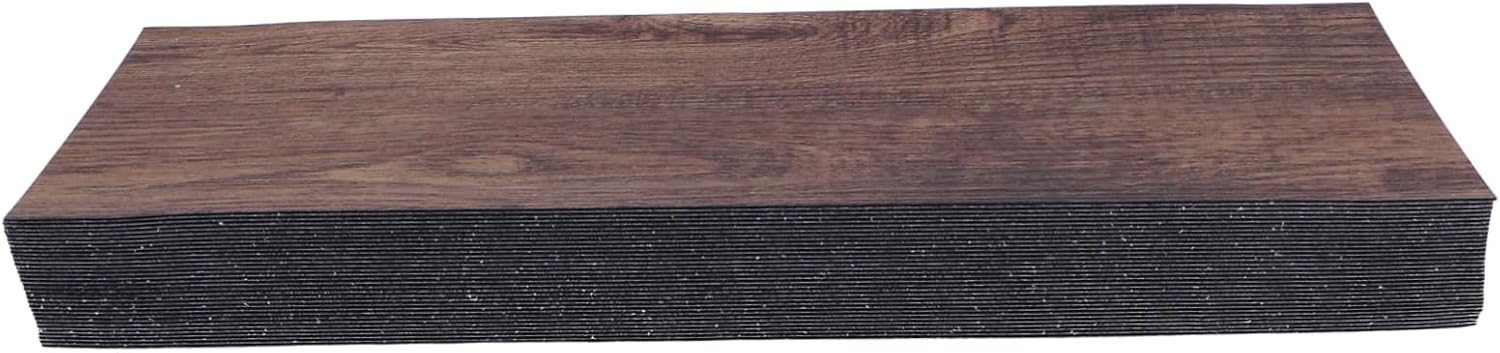 POPETPOP 32Pcs Peel and Stick Wood Grain Wall Tiles PVC Adhesive Flooring Stickers for Easy Bathroom Kitchen and Living Room Renovation Durable and DIY Friendly Design
