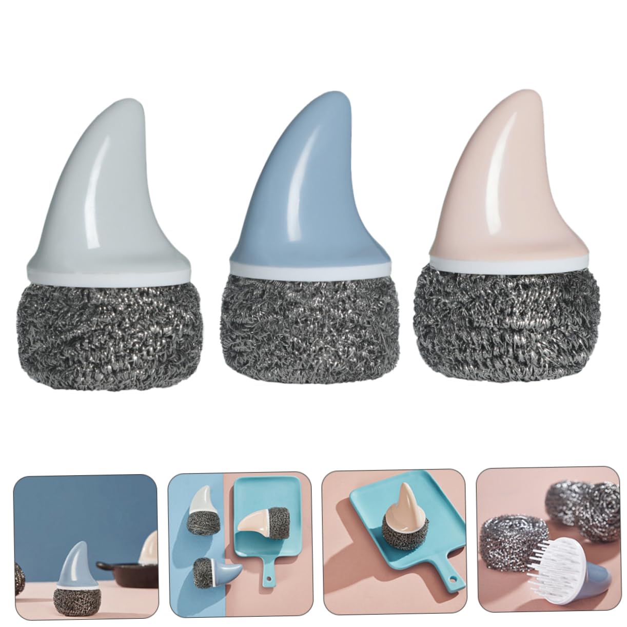 Didiseaon 3pcs Stainless Steel Wire Ball Scrubber Dish Pan Brush Pot Cleaning Ball for Kitchen Sink Steel Scrubber Brush for Cleaning