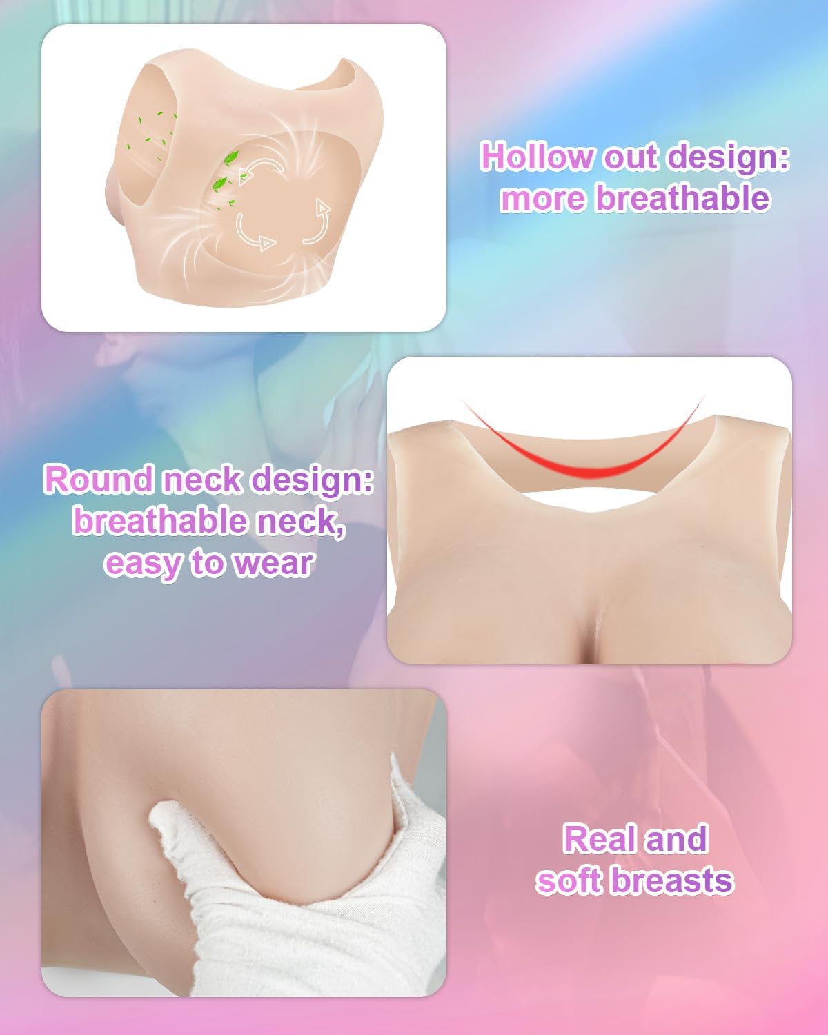 Fake Boobs Silicone Breastplate Fake Breast Plate C Cup for Cosplay Transgender Drag Queen Crossdresser