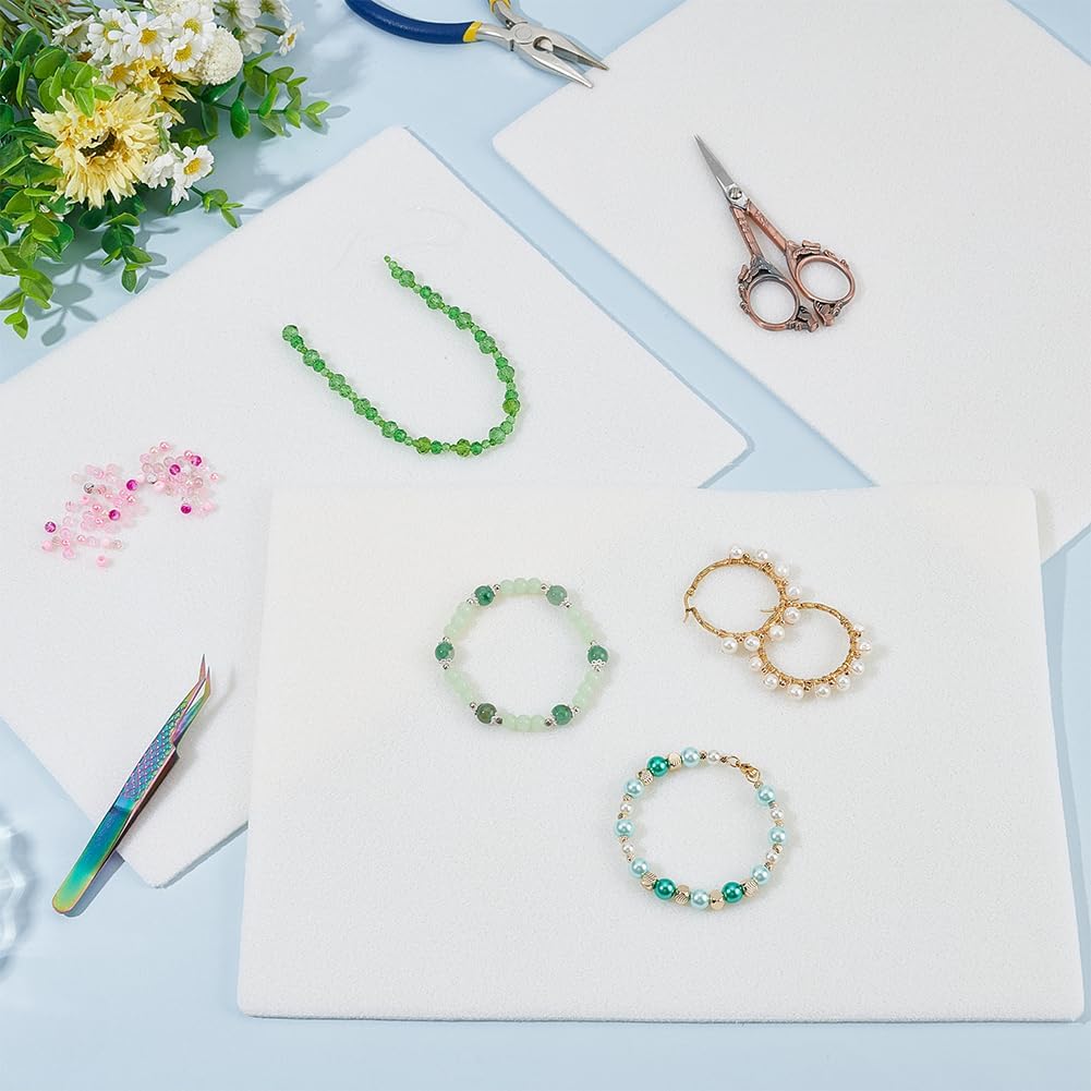 WEBEEDY 3 Pack Soft Flocking Sponge Bead Mat 12.4x9.25 Inch White Rectangle Beading Board Craft Mat for Jewelry Making Beading Stringing Jewelry Crafts Supplies Christmas Birthday Gifts Home Decor - Image 5