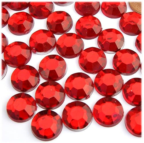 The Crafts Outlet 72 diamantes de imitación redondos de 0.551 in - parte trasera plana rojo rubí rojo
