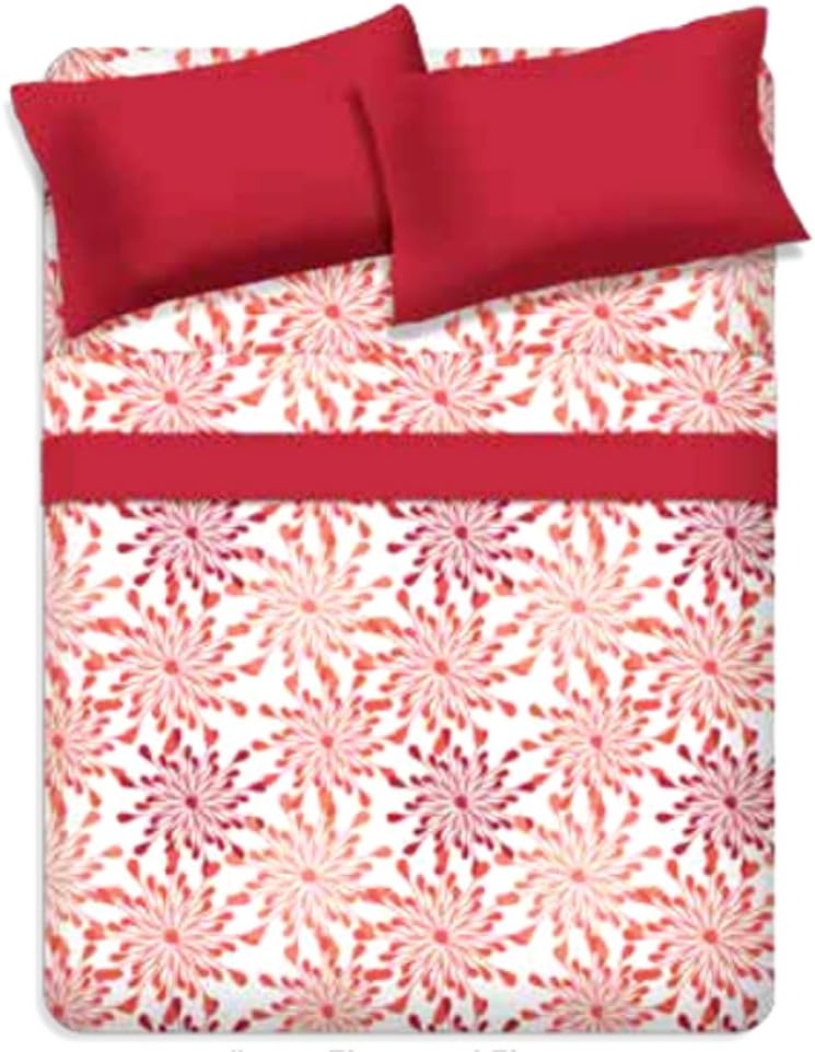 Bed Sheet Set - Therapeutic Fleece Sheet Set (Greater Quality Than Flannel Sheet Set) Soft and Warm, Flowers Theme - Coral and Orange on Off White Background (Twin)