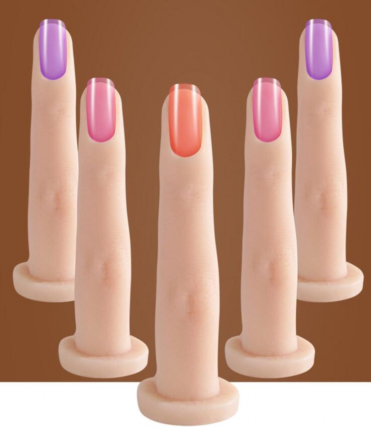 Nail Training Fingers Silicone Practice Finger Model Tool Finger Training Nail Manicure for Jewelry Display Nail Art Tools,jewely Display Finger,5 Piece