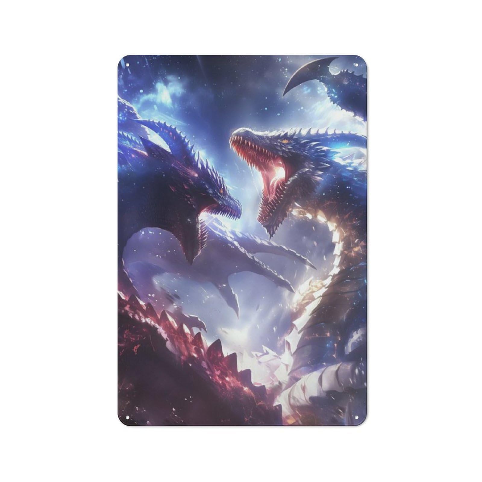 Junmoney Dragon Confrontation Retro Metal Sign 30X20cm Featuring For Bar Or Restaurant, For Bar Decor Enthusiasts