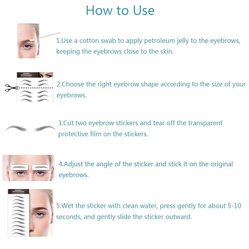 Miniatura 5 de 2 hojas impermeables naturales de transferencia de cejas pegatinas de pelo como el tatuaje de cejas Peel Off Grooming Shaping Ceja Stick en color