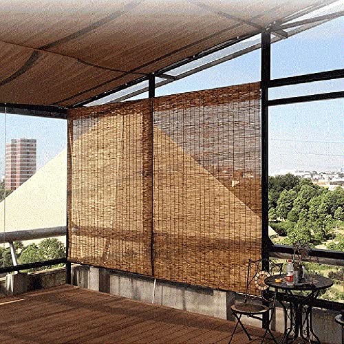 Cocoa Bamboo Roll Up Window Blind For Patio,Sun Shade Blackout Reed Shades 27" Wx60 L 38" Wx72 L 48" Wx96 L Waterproof Breathable Heat Insulation Straw Curtain,Natural ( Size : 23X72In/58X183Cm ) #TOP2