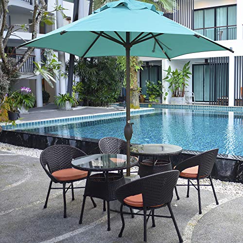 Abba Patio 9ft Patio Umbrella Outdoor Umbrella Patio Market Table Umbrella with Push Button Tilt and Crank for Garden, Lawn, Deck, Backyard & Pool, Turquoise