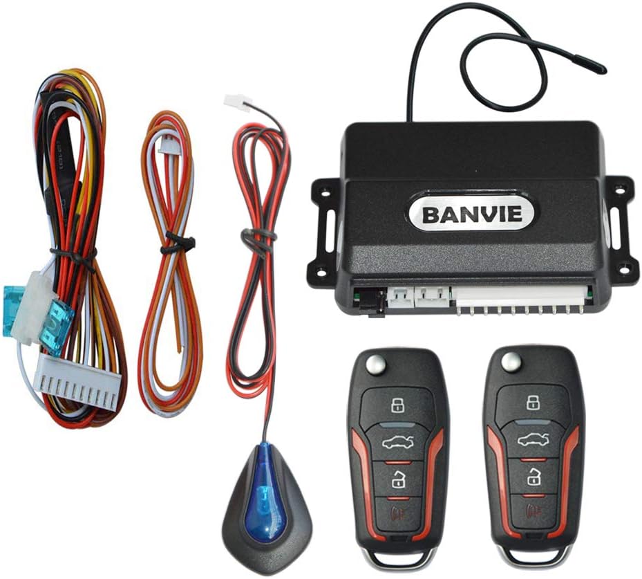 BANVIE Car Keyless Entry System for Central Door Lock with 4 Button Remote Control Transmitter…