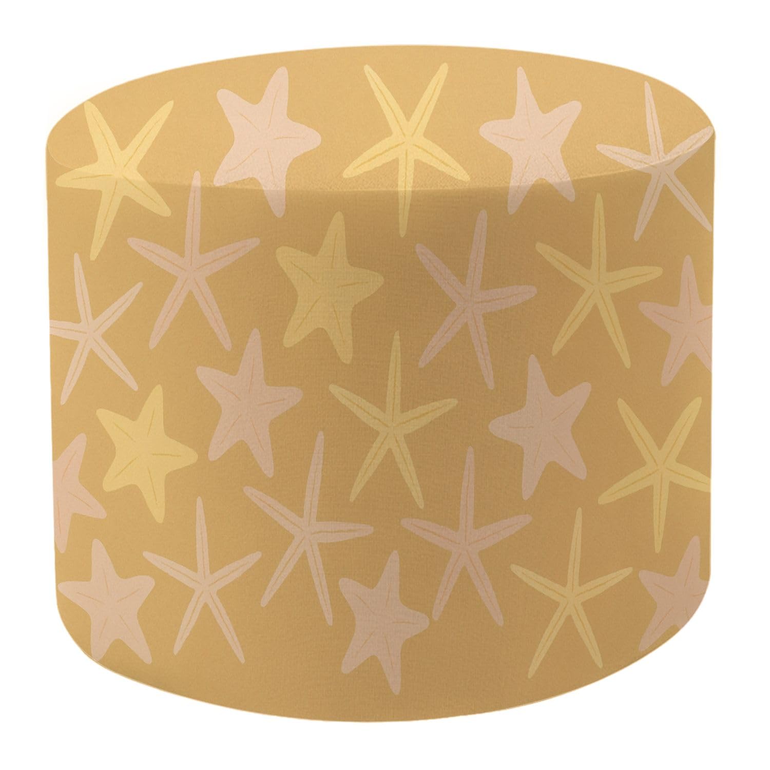 Round Pouf Ottoman Star Fish Tropical Beach Coast Seamless Summer Marine Animal Design Foot Stool Foot Rest Floor Stool Bean Bag Chair Cotton Linen Removable Indoor Outdoor for Living Room Bedroom