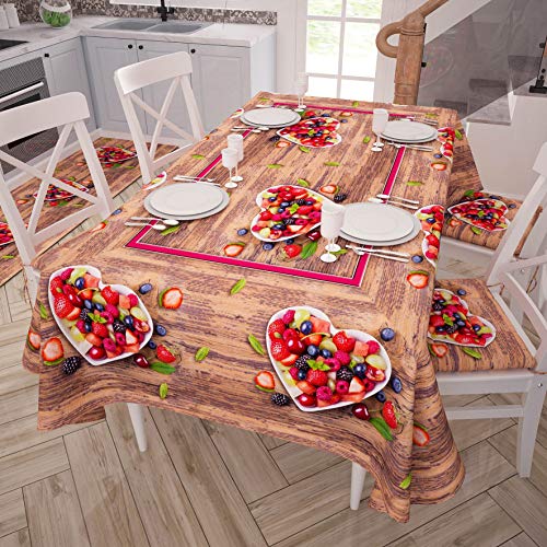 PETTI Artigiani Italiani Rectangular, Microfiber, Decorative Printed Table Cloth, 100% Made in Italy, Strawberries, 140x180 cm - Image 2