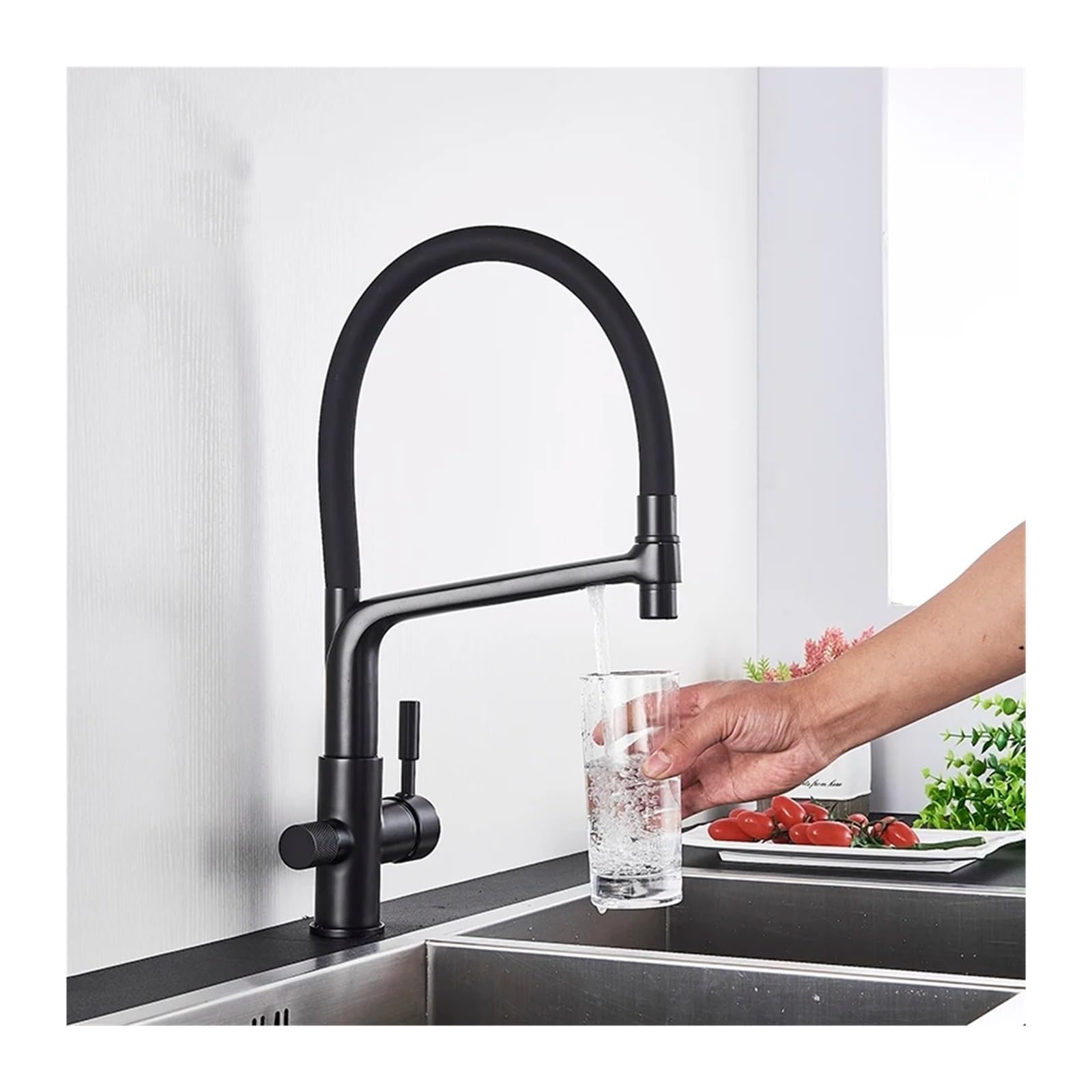 Robinet de cuisine avec filtre à eau pour éliminer le calcaire avec son bec extractible