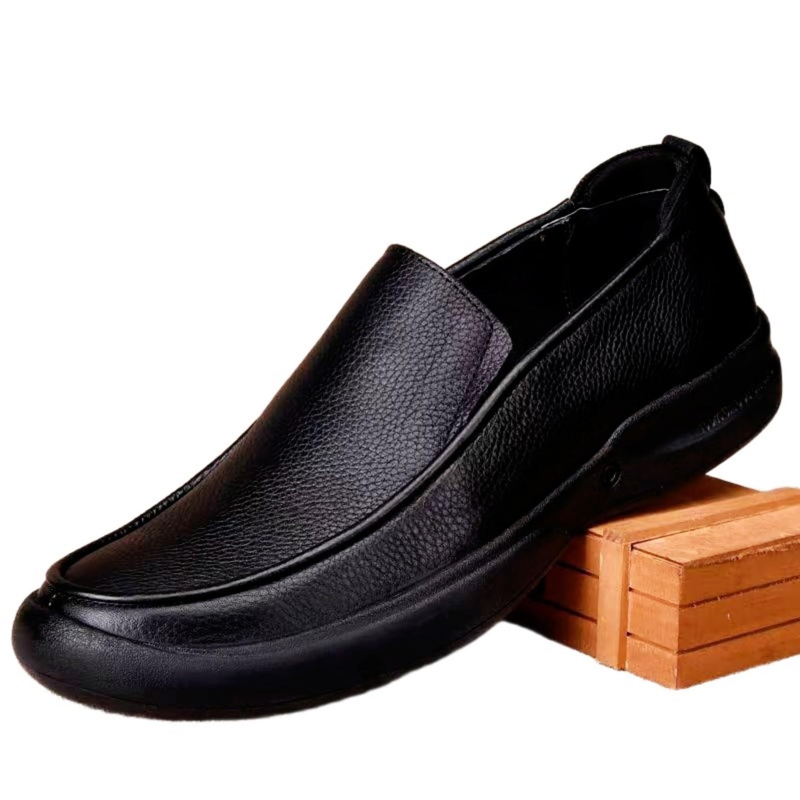 Amtopiyo Mocasines de piel auténtica suave para hombre, zapatos de vestir formales