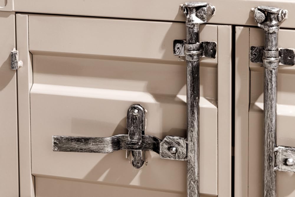 Container-Schrank Globetrotter - 80cm - Greige - Metall Aktenschrank mit Flügeltüren Beistelltisch Nachttisch