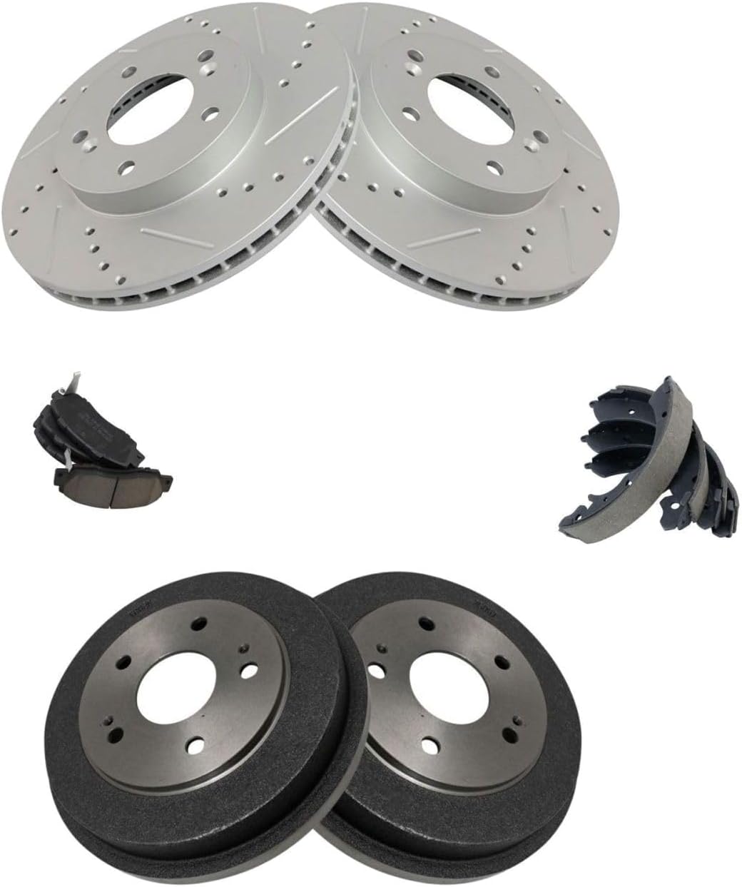 Brake Pads & Rotors Kit Front Rear Ceramic for Honda for CR-V 97-01 Shoe Drum w/Fluids Items Included: 12 DOT 34 1 13 oz Non-Chlorinated 50 State Formula Cleaner