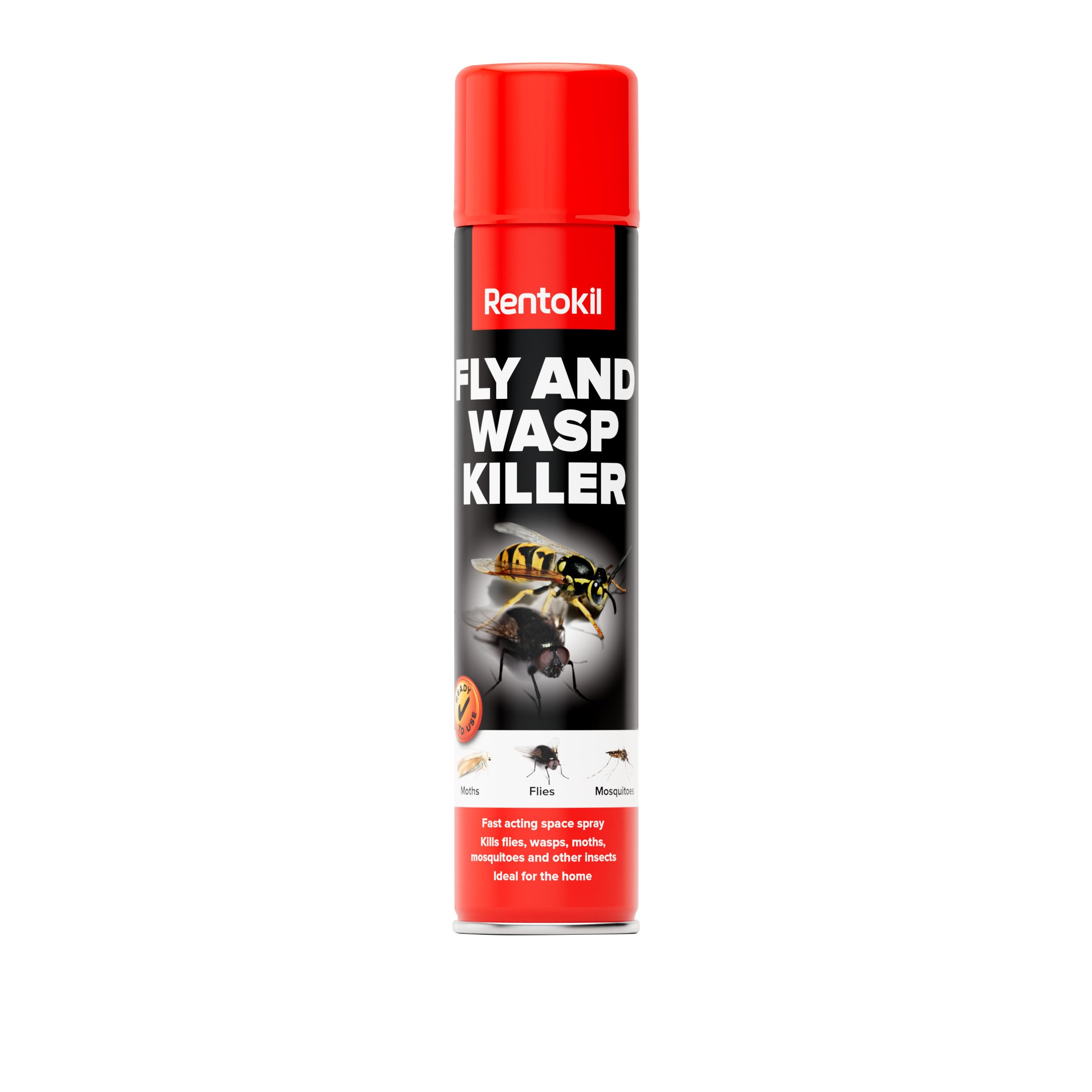 Rentokil Fly & Wasp Killer Spray – 600ml Large Format- Fast-Acting Space Spray to Kill Flies, Moths & Mosquitoes - Targeted Household Insect Control for Indoor Use