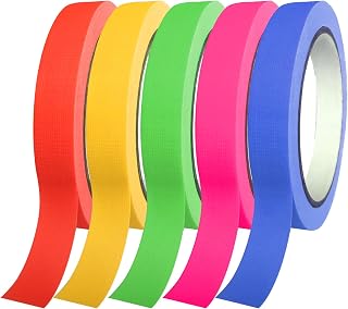 JUMEIGE Colorful Glow in The Dark Tape Neon Tape Glow in The Dark, Black Light Tape Fluorescence Tape UV Tape,for Party, Night Decoration (5-Color 0.6in 33ft)