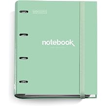 Miquelrius - A4 4 Ring Binder + Refill 100 A4 Sheets, Small Squares 5 mm, Paper 90 g/m2, Rubber Closure, School and Office Supplies, Organisers, Emotions Mint Green