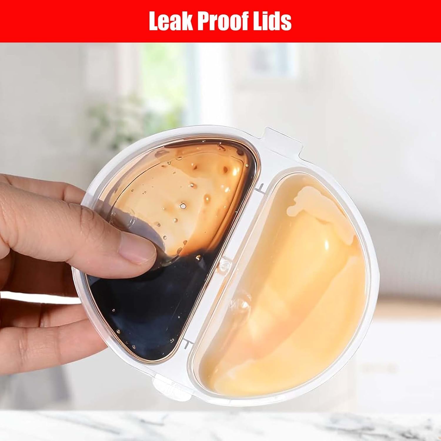 10 Pack Double Compartment Condiment Container with Lids, 2 Compartment Reusable Travel Snack Container, Small Sauce Containers Salad Dressing Cup Portion Cups Dip Containers