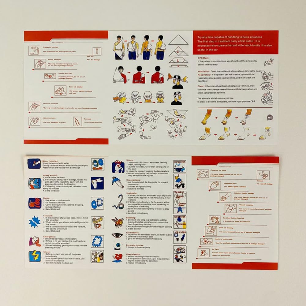 20 Pack First Aid Guide Manual 6 Pages Medical Quick Reference Guide for Training Outdoor Hiking Climbing Office Vehicle Car Survival Backpacking Emergency First Aid Kit Essentials Wound Care