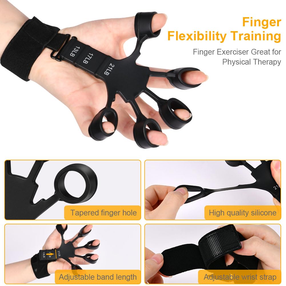 Vicloon Finger Exerciser, Pinza Mano Avambracci Attrezzi, Finger Exerciser, Manopole Mani per Polso Resistenza Regolabile 10-60kg, Perfetto per Recupero di Lesioni alla Mano