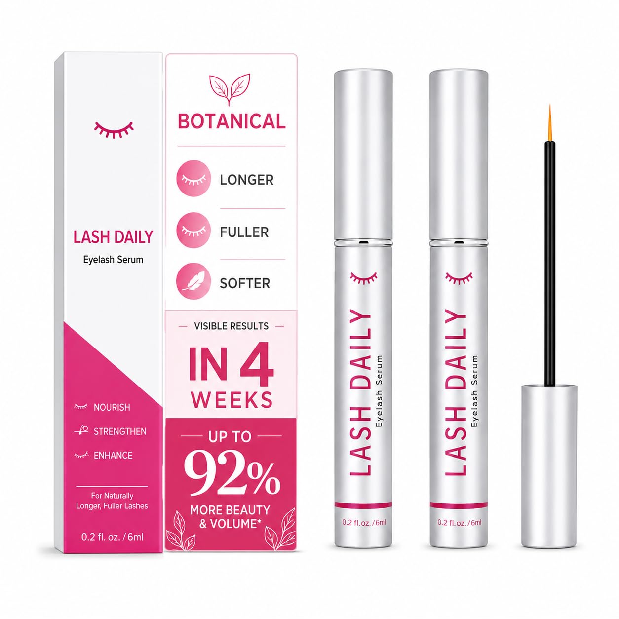 Lash Serum for Eyelash Growth 2 Pack Rapid Lash Eyelash Growth Serum | Ultra-fine brush bristles with plant formula and tetrapeptide formula, gentle and suitable for sensitive eyes, cruelty-free