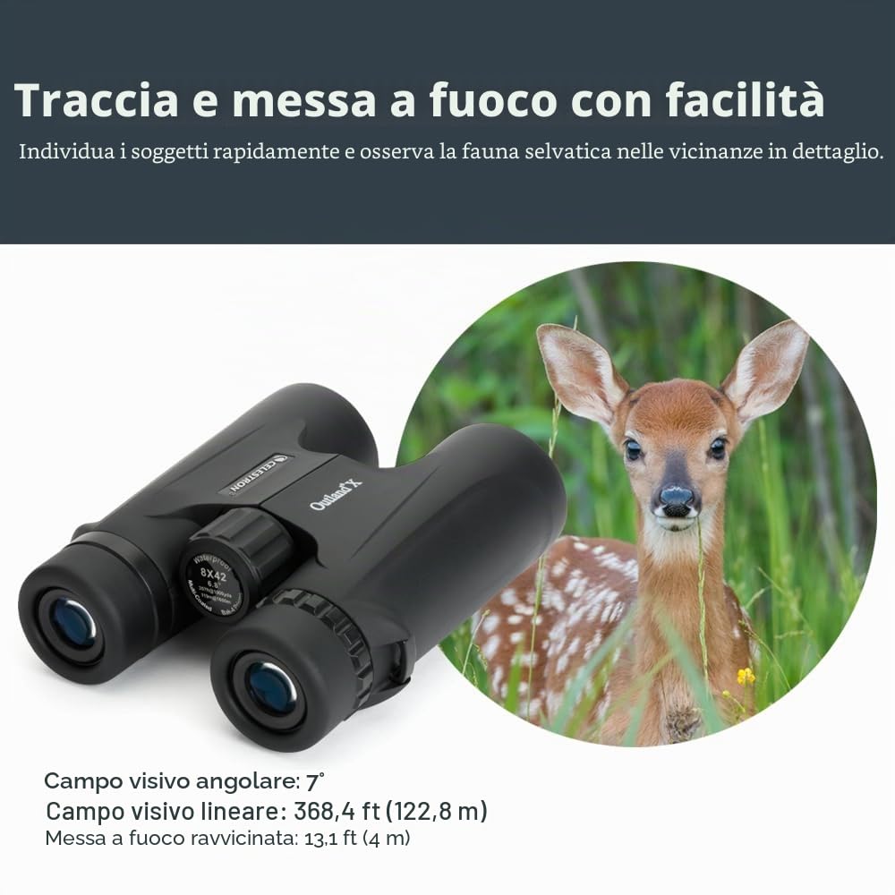 Celestron 71346 8 x 42 Outland X Binocolo, Nero, Outland X 8 x 42 Roof Prism