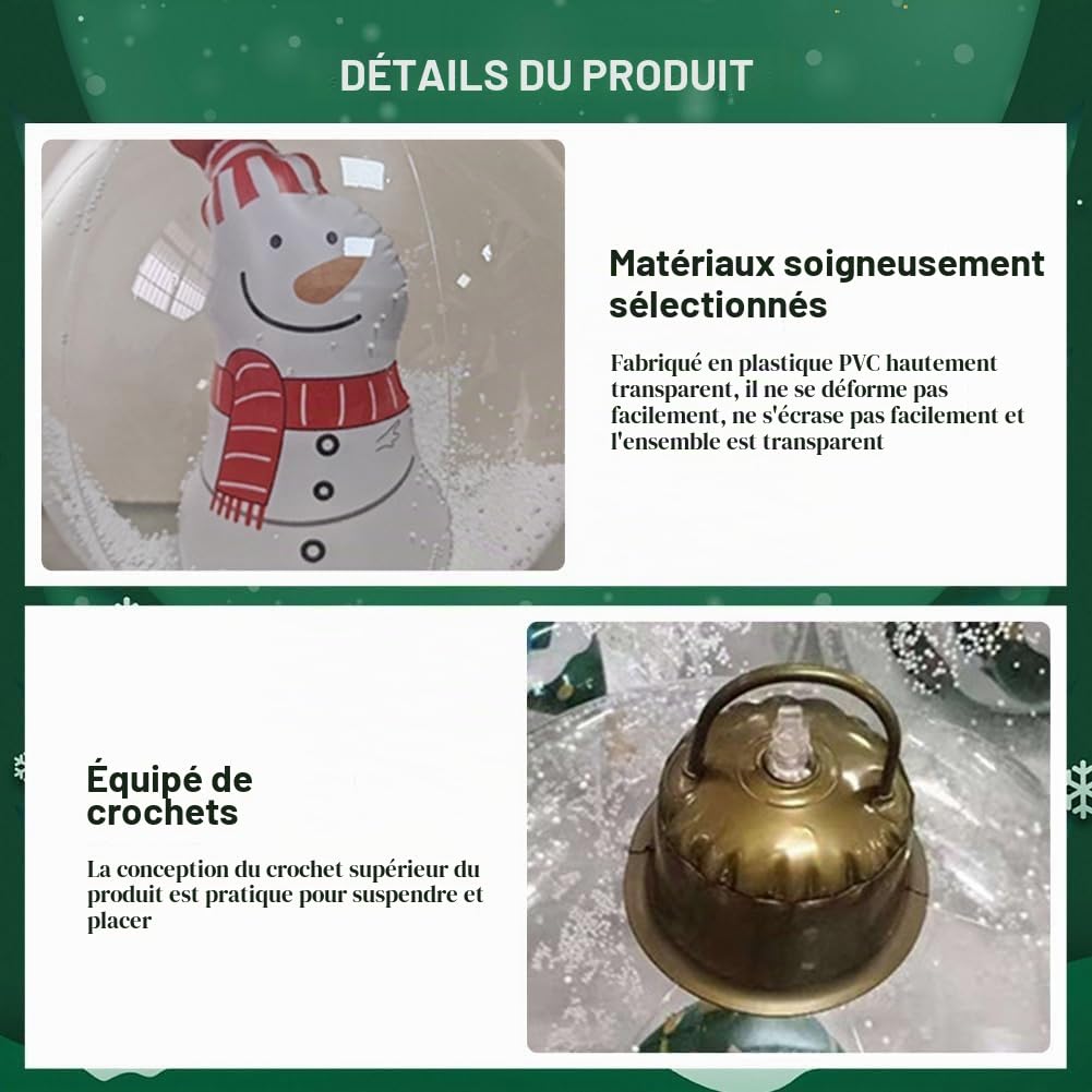Starnearby Boule de Noel Géante Gonflable 60cm, Grosse Boule de Noël Lumineuse, Boule de Noël Gonflable en PVC étanche avec Télécommande, Décoration de Fête (3PCS)