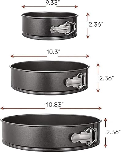 Miniatura 2 de Juego de 3 moldes grandes para tartas de queso antiadherentes con parte inferior extraíble, juego de moldes redondos a prueba de fugas, incluye 3