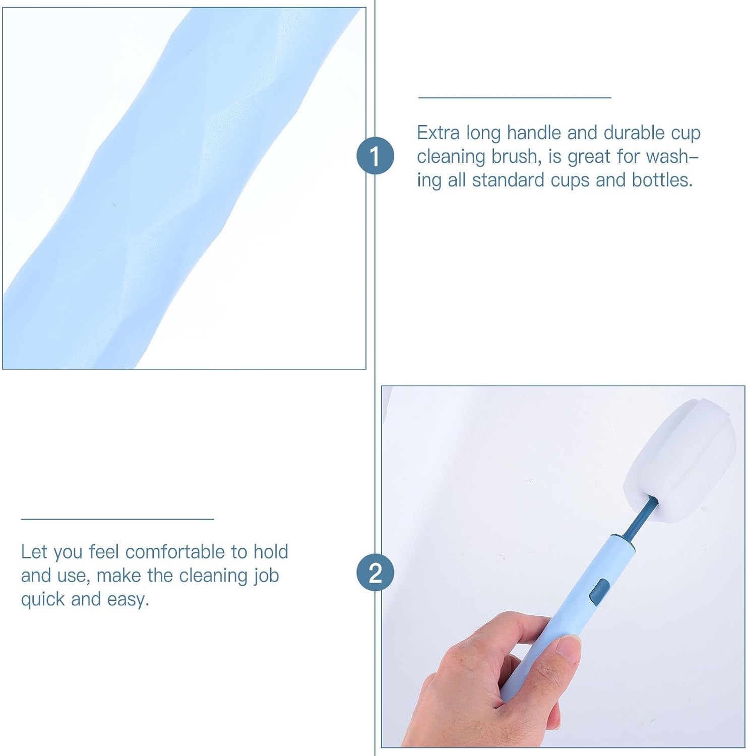 2pcs Bottle Brush with Handle, Extra Long Sponge Cleaner image 3