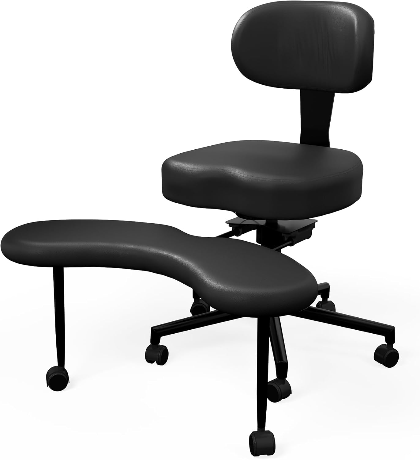 LAUSAINT HOME Cross-Legged Office Meditation Chair with Back Support - Criss Cross ADHD Chair with Wheels- Ergonomic Yoga Desk Chairs, Height Adjustable, Black