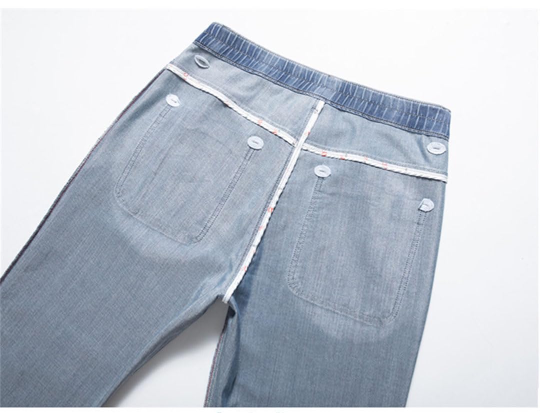 Vogrtcc Jeans da Uomo Pantaloni Casual Larghi Dritti Pantaloni in Denim con Vita Elastica
