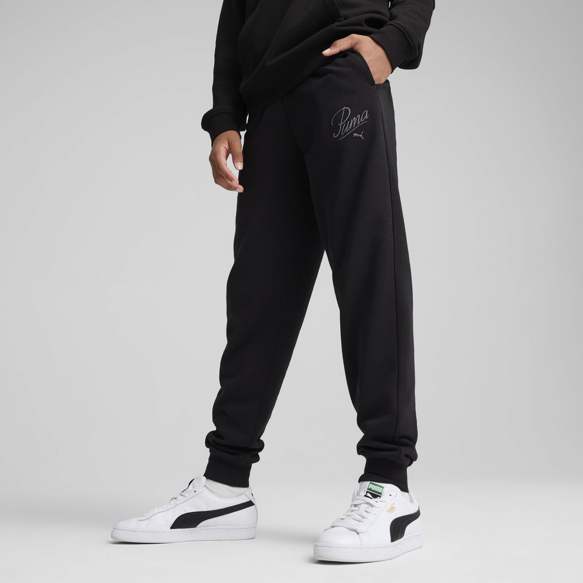 PUMA ESS Script Sweatpants TR G - Pantalones de Punto Niñas