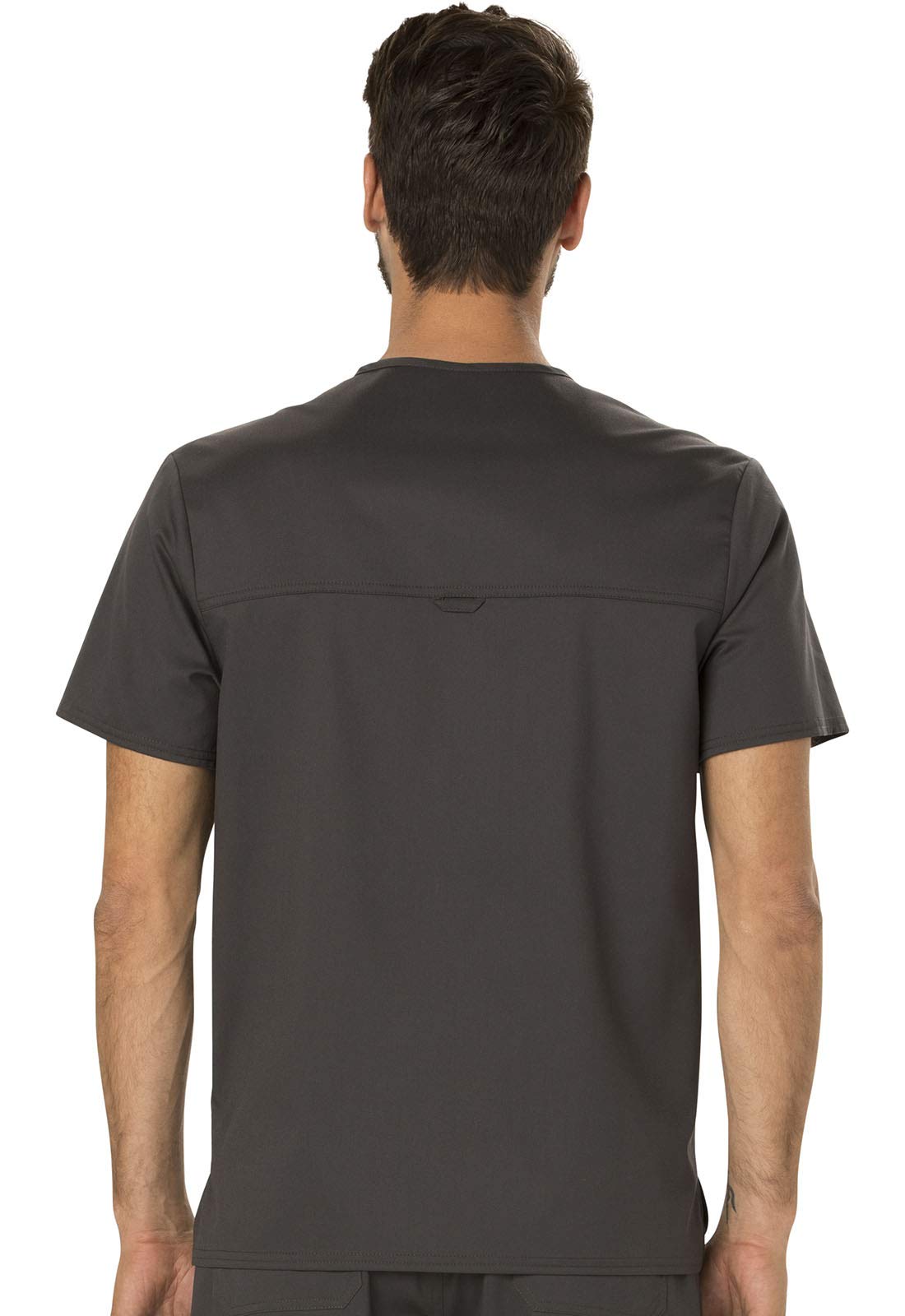 Cherokee Conjunto de uniforme médico de primera calidad para hombre, ajuste moderno, cuello en V, WW690 con cierre de botón en la pierna cónica y pantalón con cordón interior, peltre, camiseta