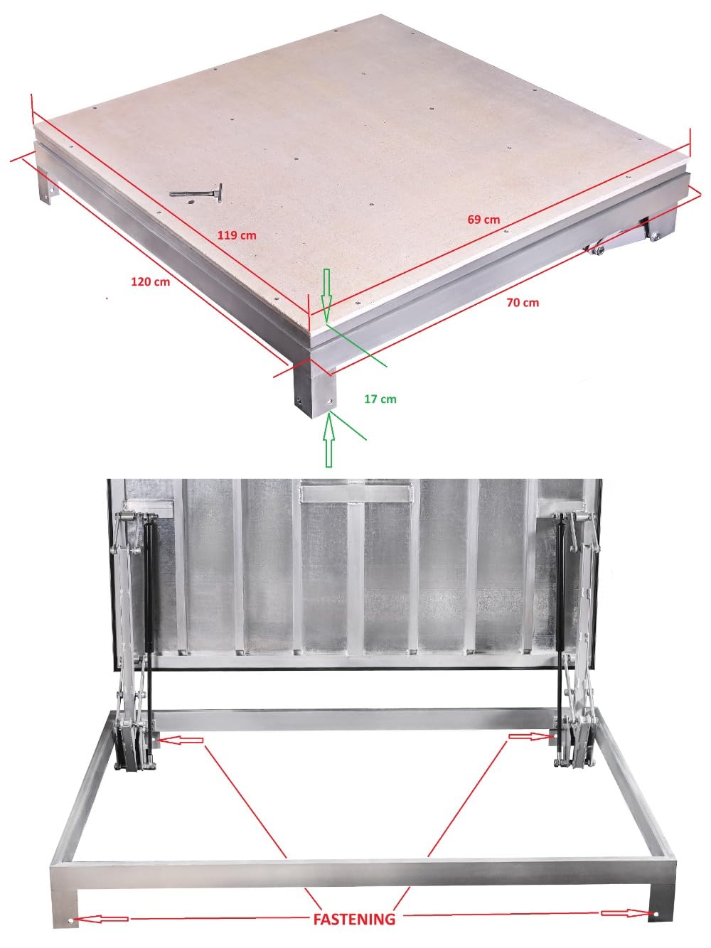 Trampilla de suelo exterior 70 x 120(R) cm, Tapa de Registro Panel de acceso Puerta de Inspección Tapa de Escotilla