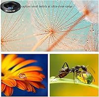 Vista 2 de Kit de lente de cámara de teléfono, kit de lente de teléfono celular 11 en 1 para iPhone y Android, 0.63X gran angular+15X macro+